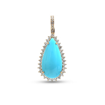 JPPD-1196/11902 Turquoise Diamond Pendant | 14K