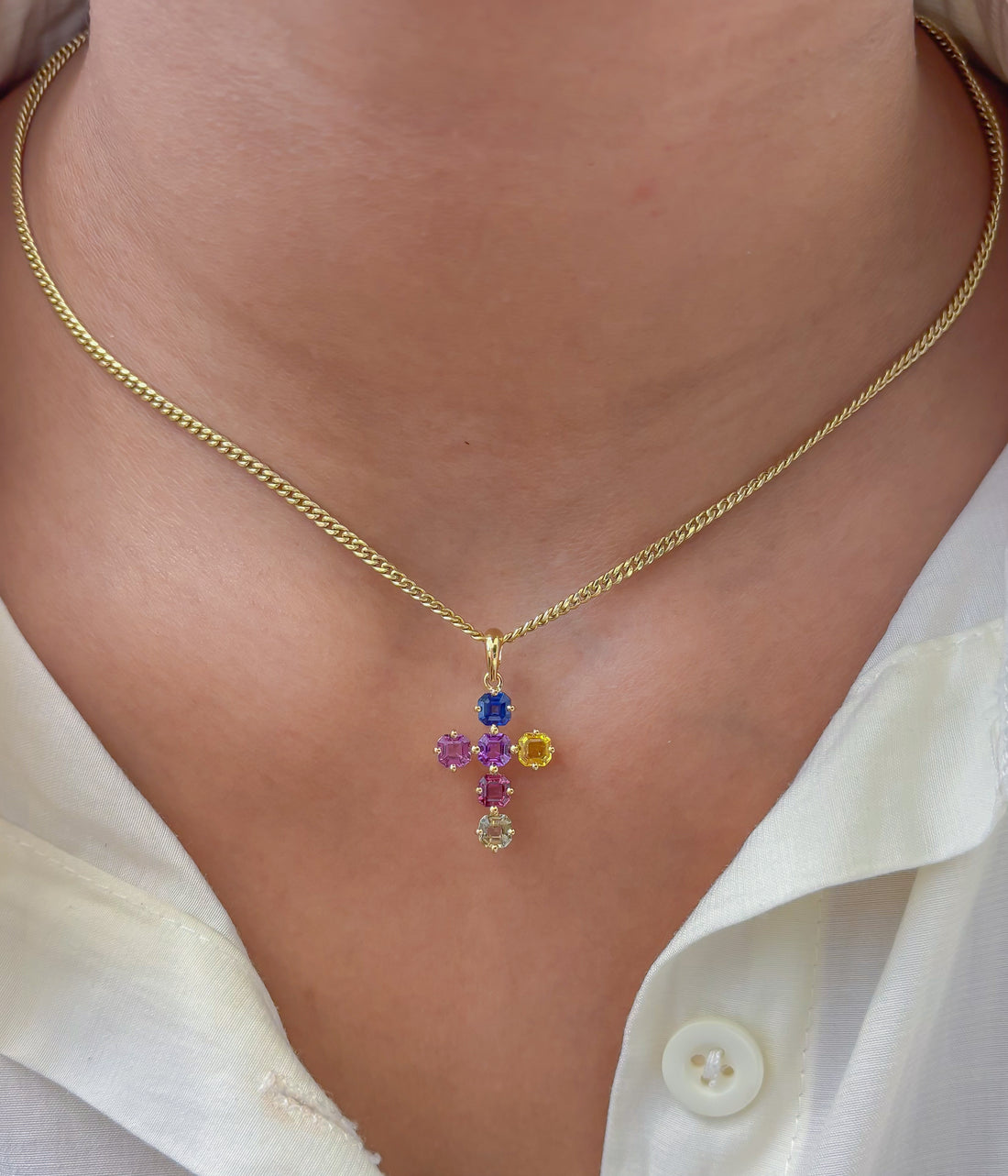 JPPD-1197/11944 Rainbow Sapphire Pendant | 18K