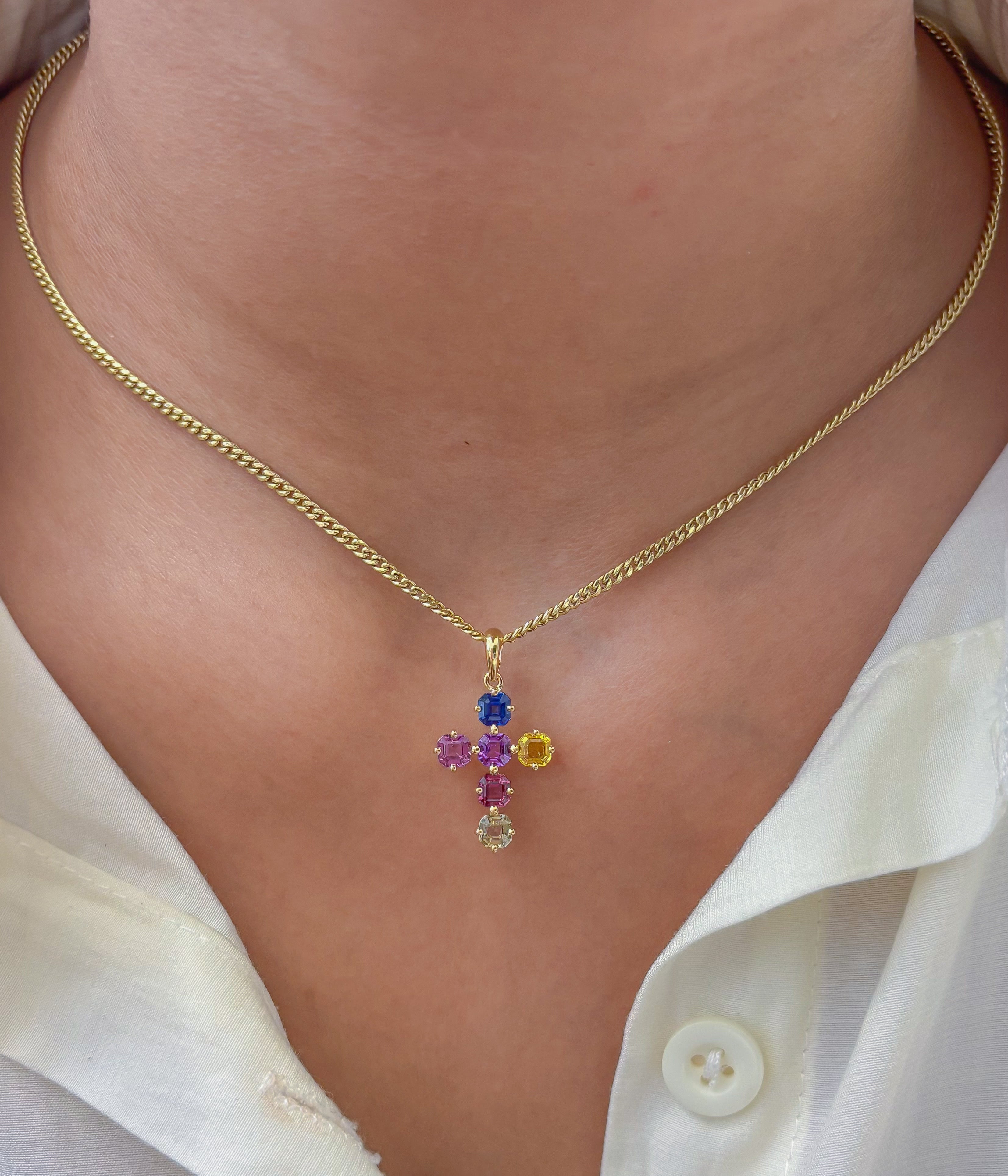 JPPD-1197/11944 Rainbow Sapphire Pendant | 18K