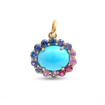 JPPD-1202/11949 Rainbow Sapphire Turquoise Pendant | 14K