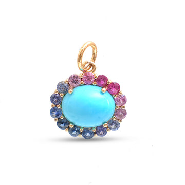 JPPD-1203/11959 Rainbow Sapphire Turquoise Pendant | 14K