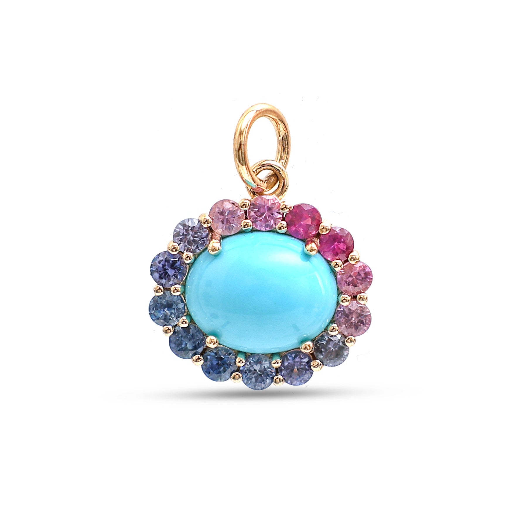 JPPD-1205/11963 Rainbow Sapphire Turquoise Pendant | 14K
