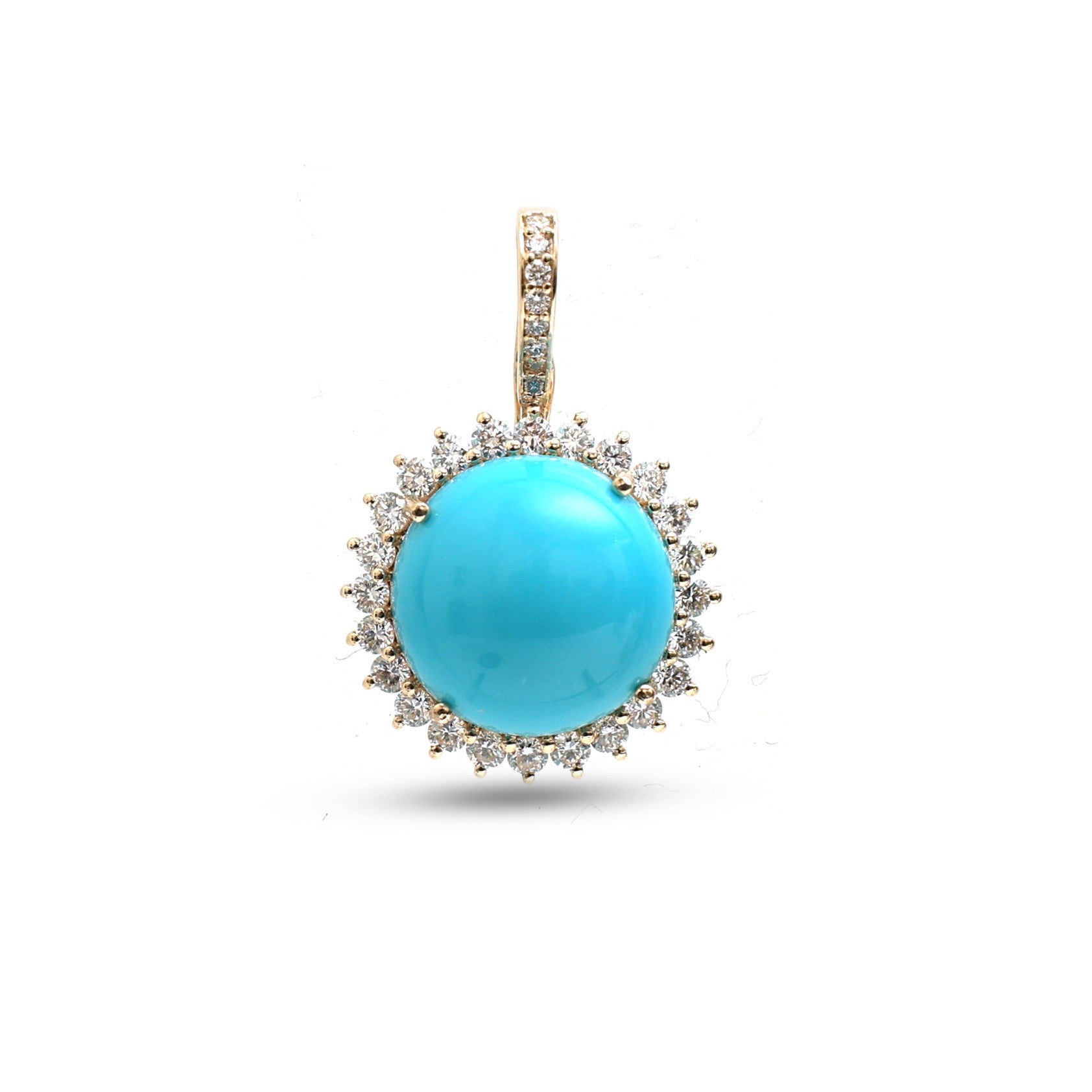 JPPD-1216/12076 Turquoise Diamond Pendant | 14K