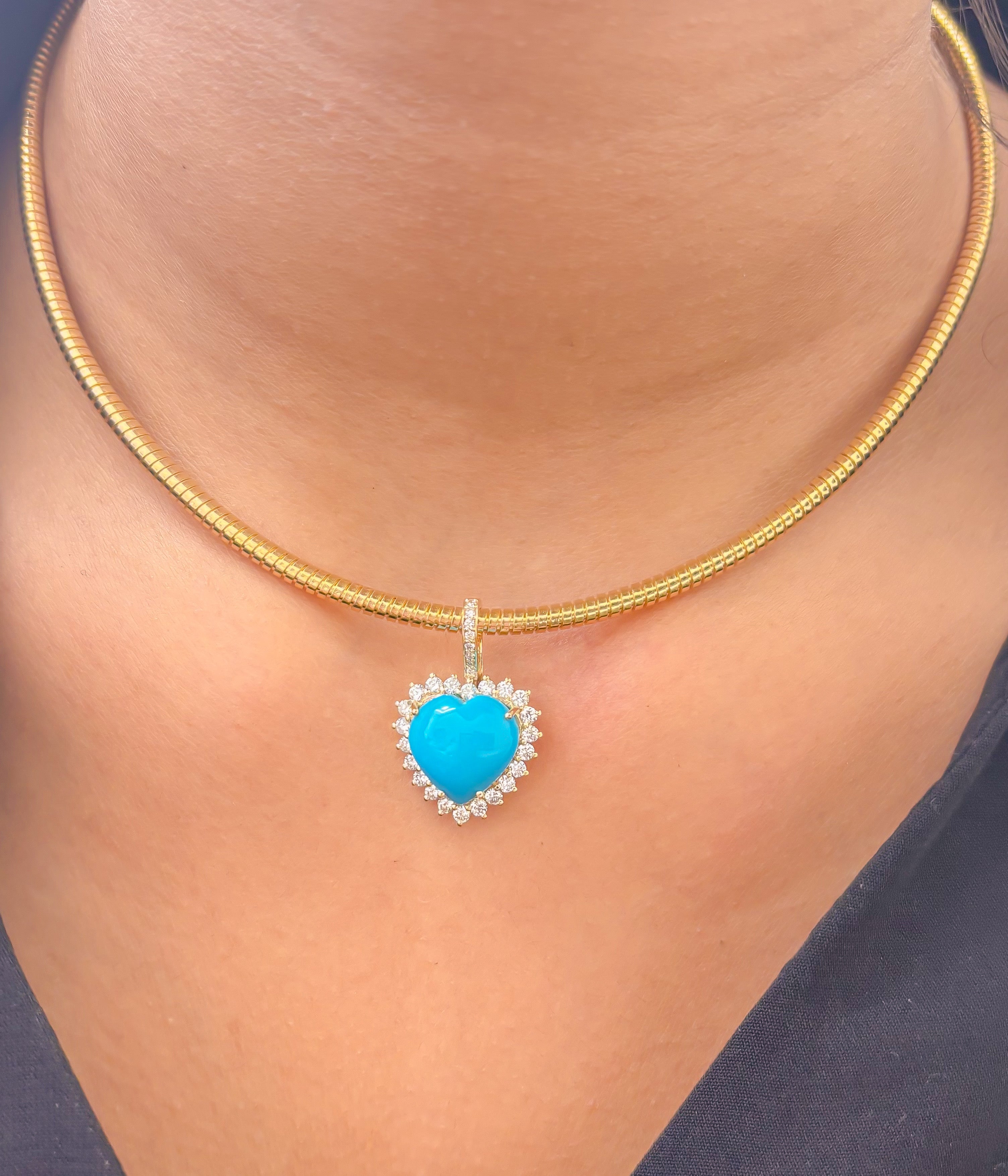 JPPD-1217/12077 Turquoise Diamond Pendant | 14K