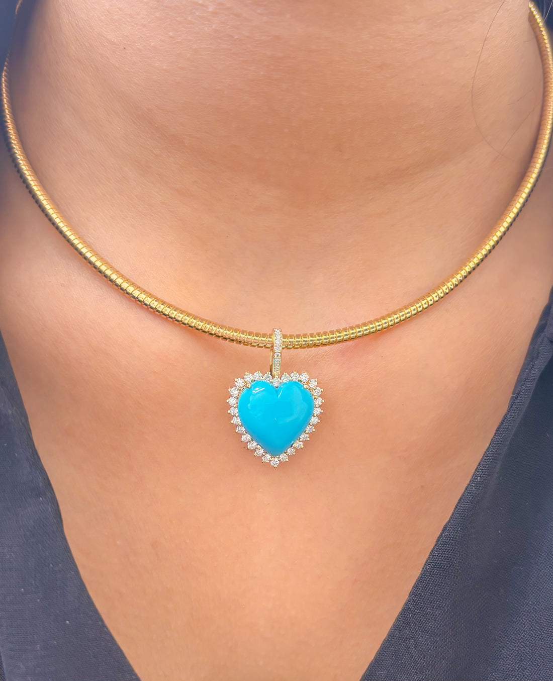 JPPD-1219/12079 Turquoise Diamond Pendant | 14K