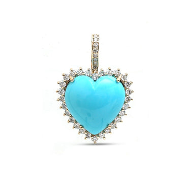 JPPD-1219/12079 Turquoise Diamond Pendant | 14K