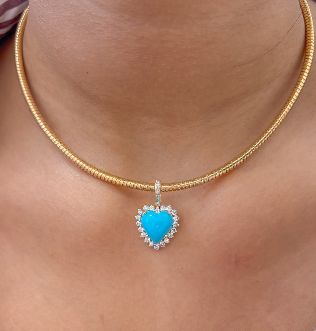 JPPD-1223/12179 Turquoise Diamond Pendant | 14K