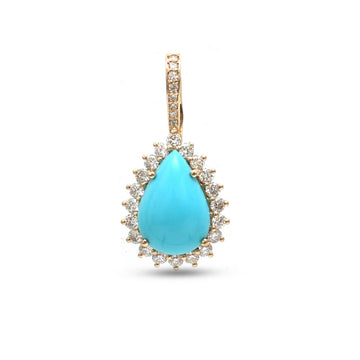 JPPD-1227/12183 Turquoise Diamond Pendant | 14K