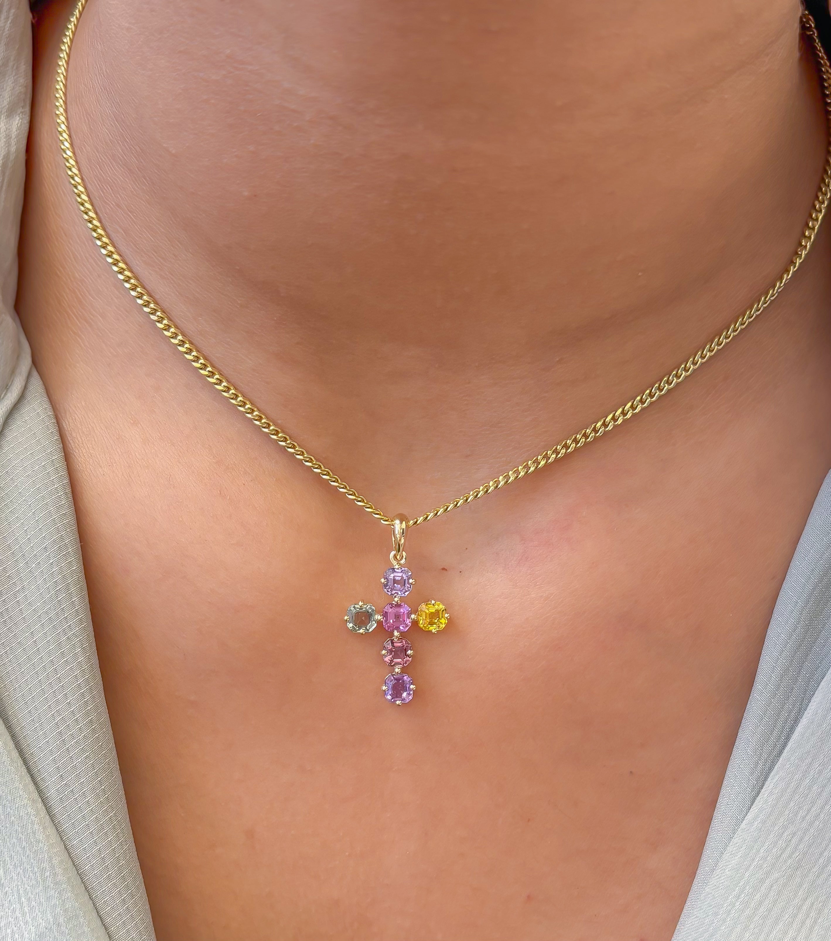 JPPD-1230/12224 Rainbow Sapphire Pendant | 14K