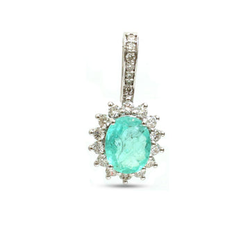 JPPD-1235/12320 Paraiba Tourmaline Helo Diamond Oval Pendant | 18K
