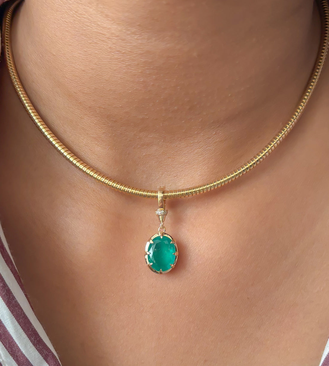 JPPD-1239/12324 Emerald Diamond Pendant | 14K