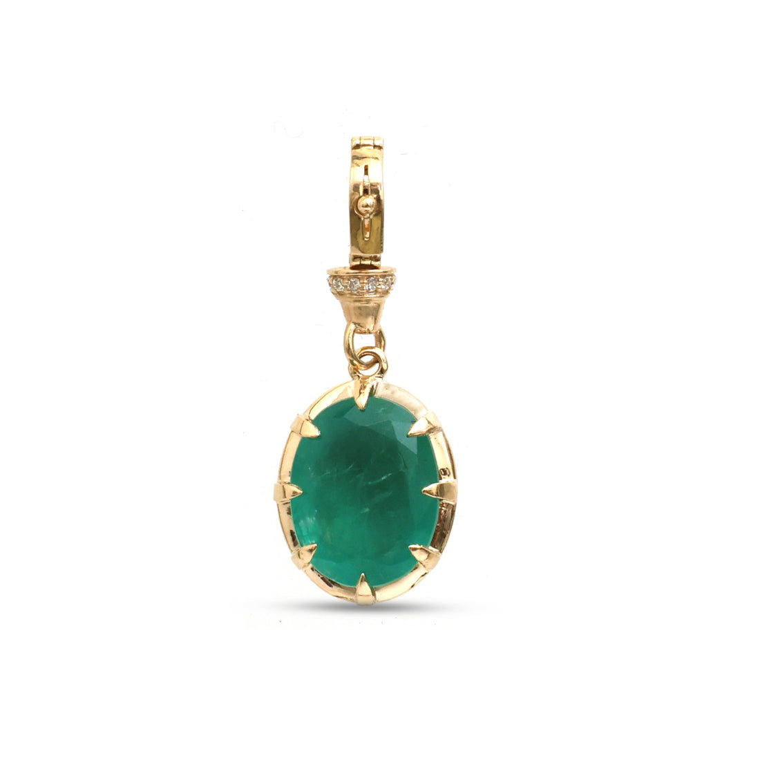 JPPD-1239/12324 Emerald Diamond Pendant | 14K