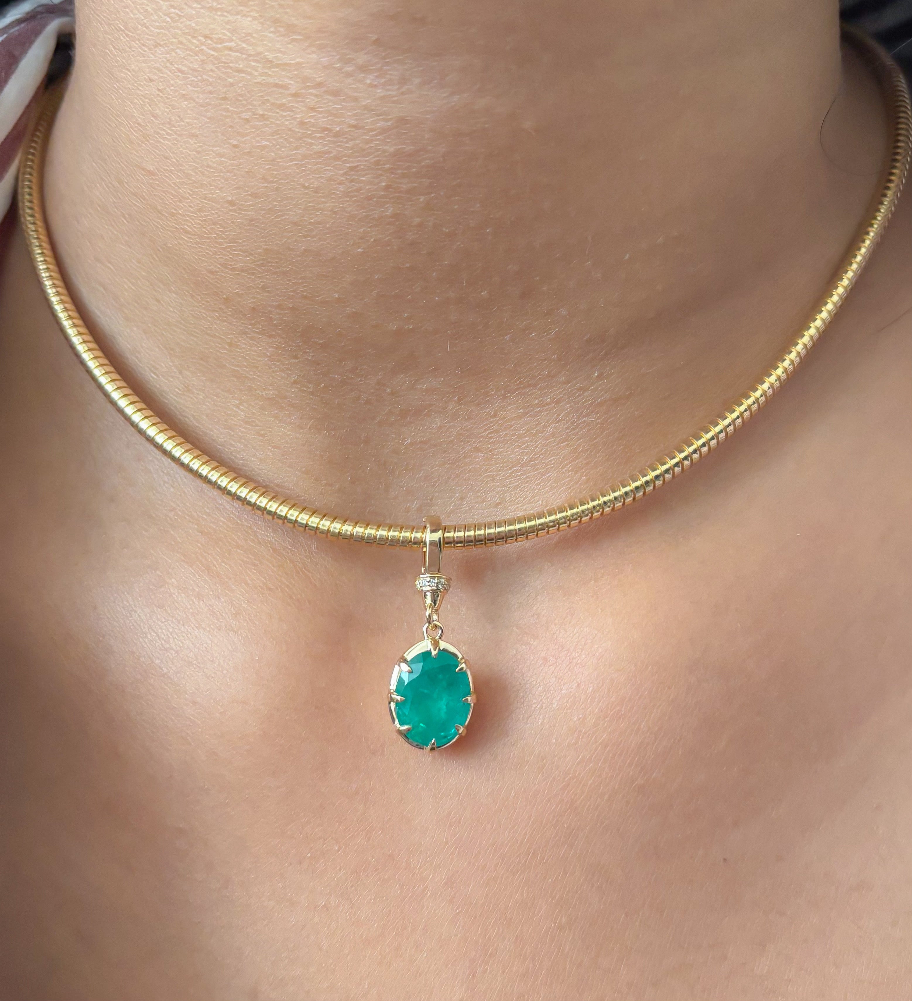 JPPD-1240/12325 Emerald Diamond Pendant | 14K