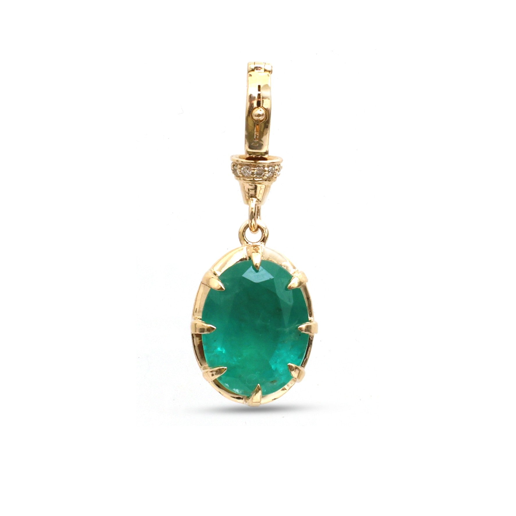JPPD-1240/12325 Emerald Diamond Pendant | 14K