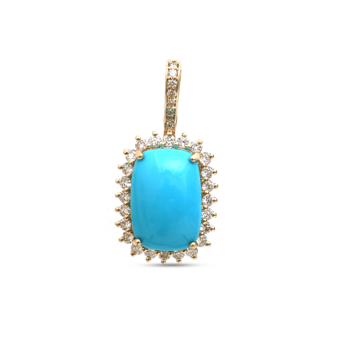 JPPD-1241/12326 Turquoise Halo Diamond Octagon Pendant | 14K