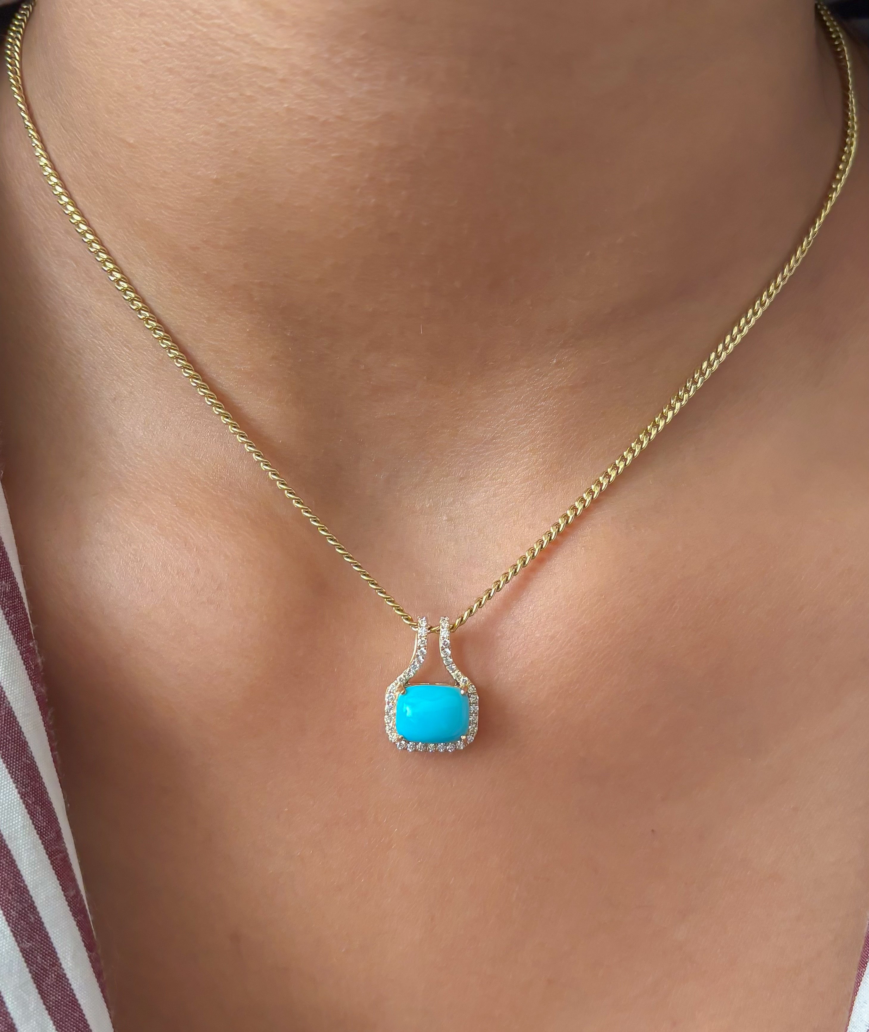 JPPD-1242/12327 Turquoise Diamond Pendant | 14K