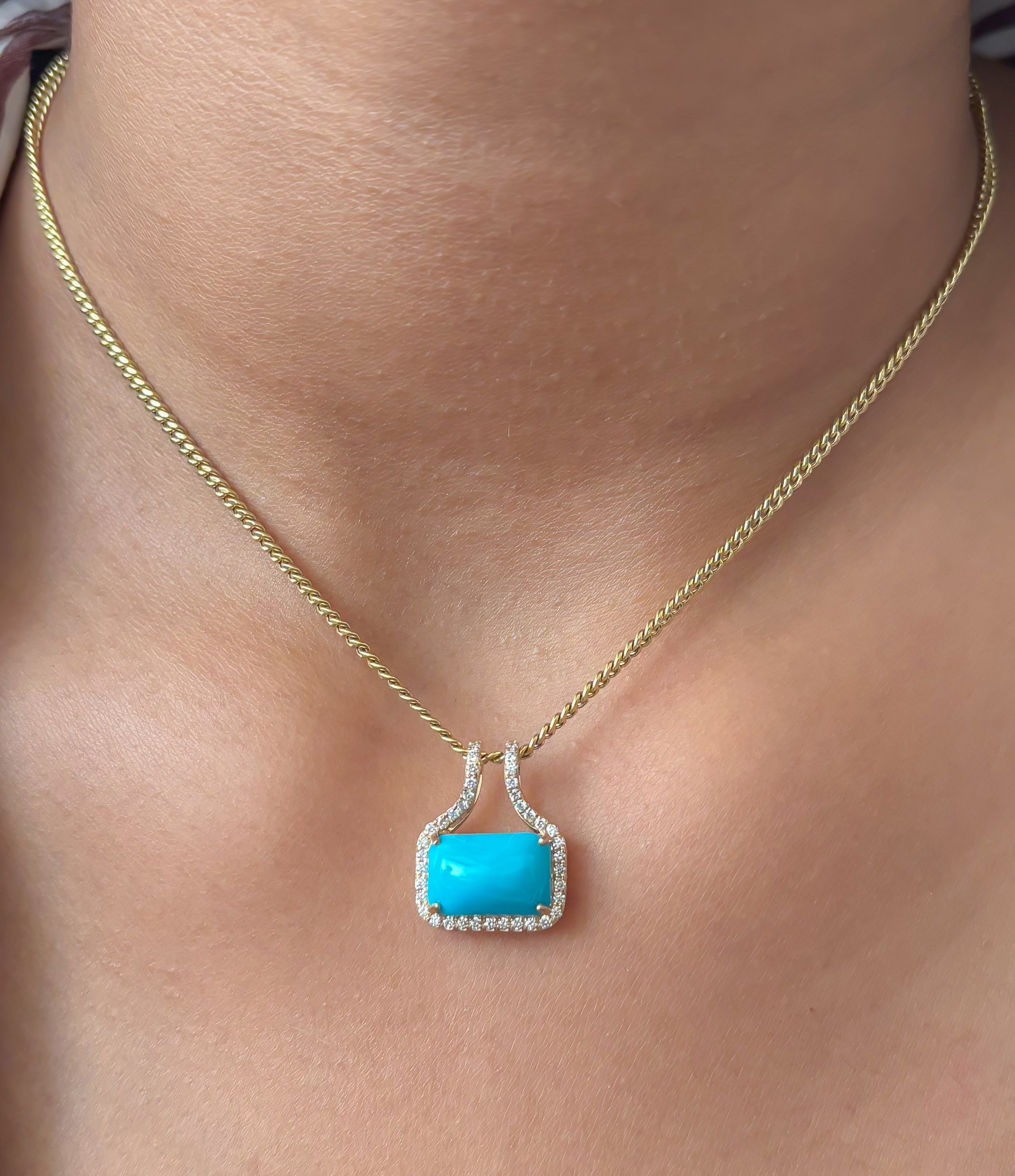JPPD-1243/12328 Turquoise Diamond Pendant | 14K