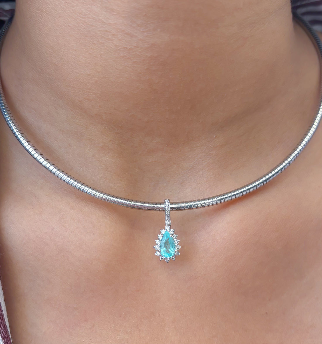 JPPD-1244/12329 Paraiba Tourmaline Diamond Pendant | 18K