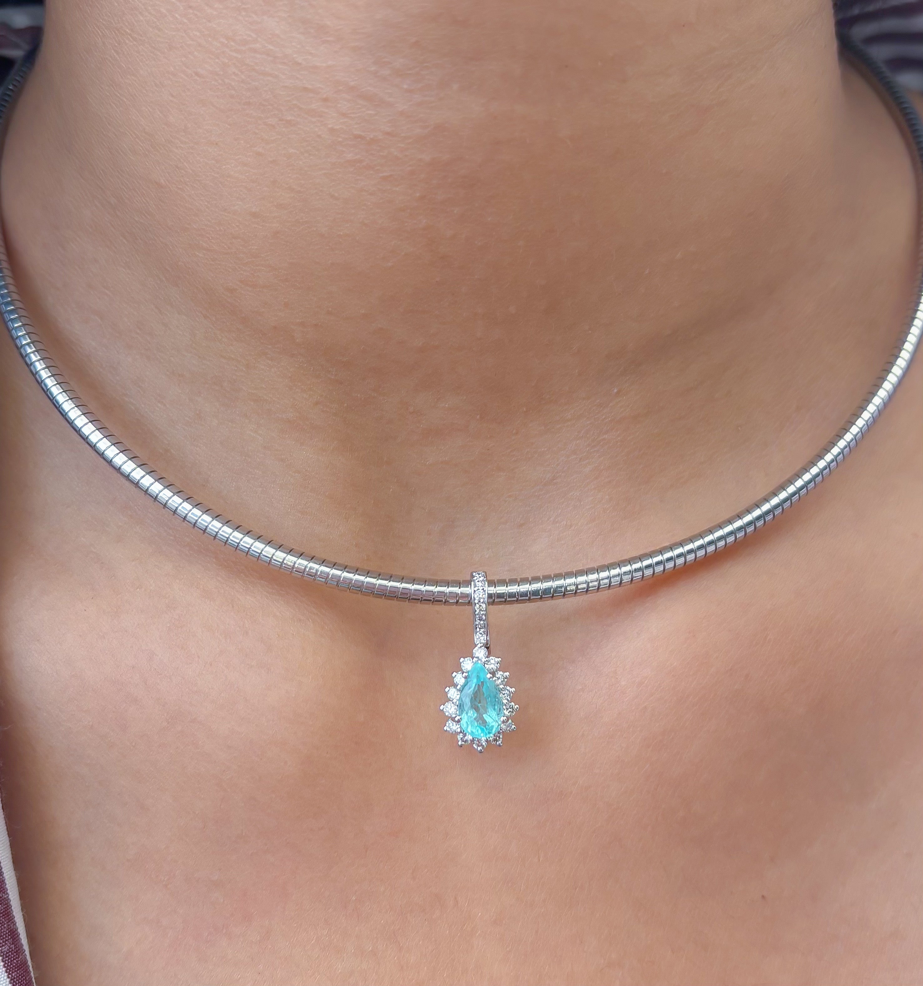 JPPD-1244/12329 Paraiba Tourmaline Diamond Pendant | 18K