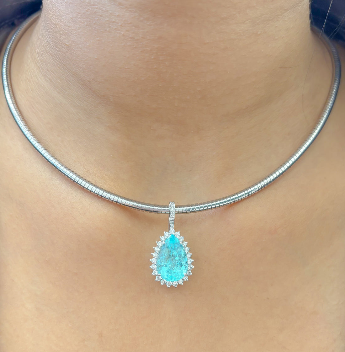 JPPD-1245/12350 Paraiba Tourmaline Diamond Pendant | 18K