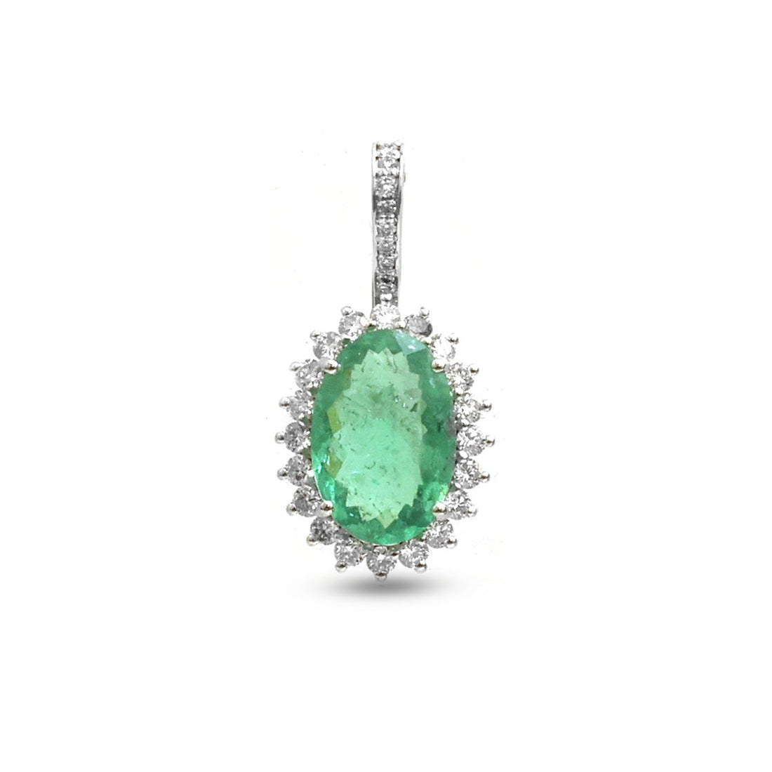 JPPD-1246/12351 Paraiba Tourmaline Halo Diamond Oval Pendant | 18K
