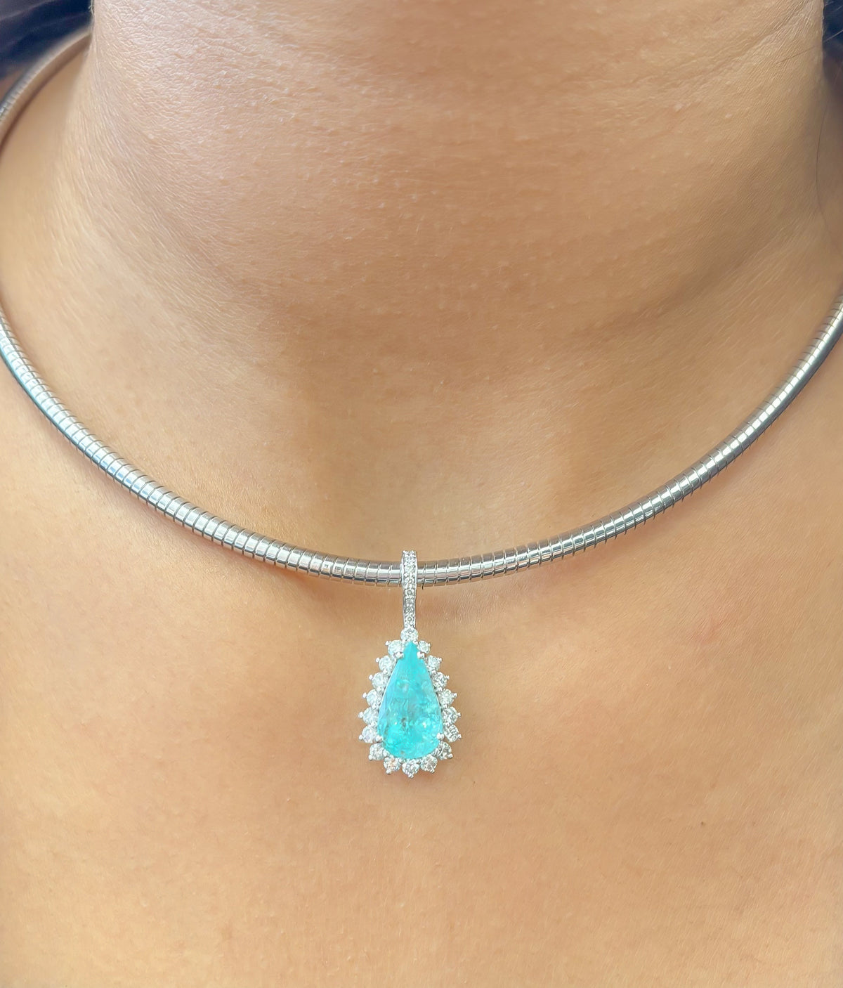 JPPD-1249/12354 Paraiba Tourmaline Diamond Pendant | 18K