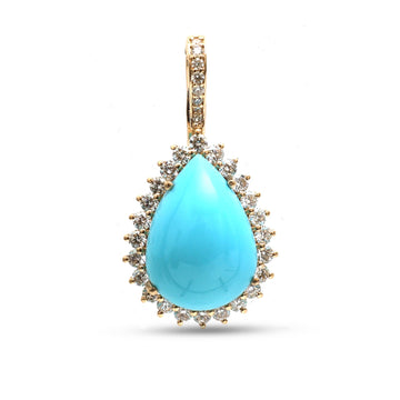 JPPD-1250/12355 Turquoise Diamond Pendant | 14K