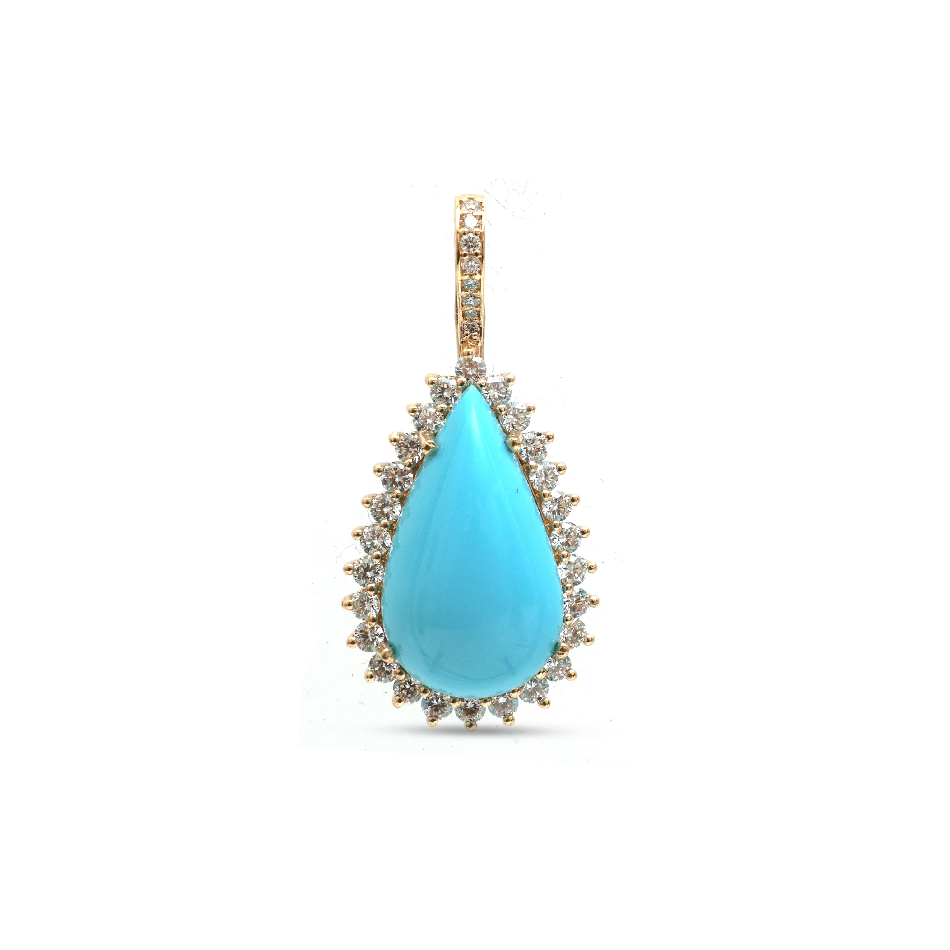 JPPD-1251/12356 Turquoise Diamond Pendant | 14K