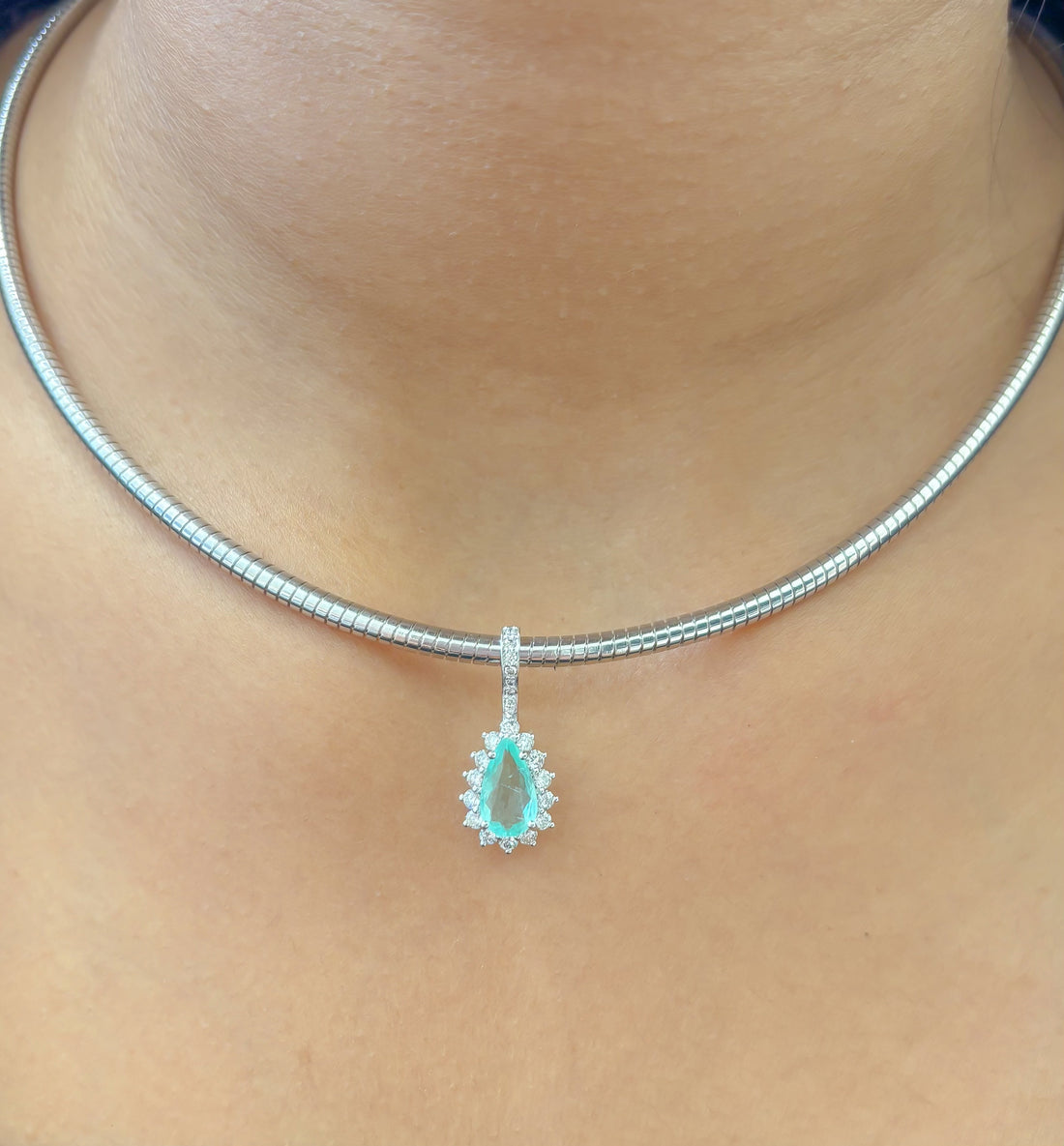 JPPD-1252/12357 Paraiba Tourmaline Diamond Pendant | 18K