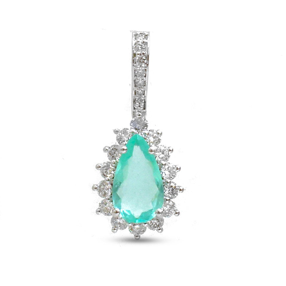 JPPD-1252/12357 Paraiba Tourmaline Diamond Pendant | 18K