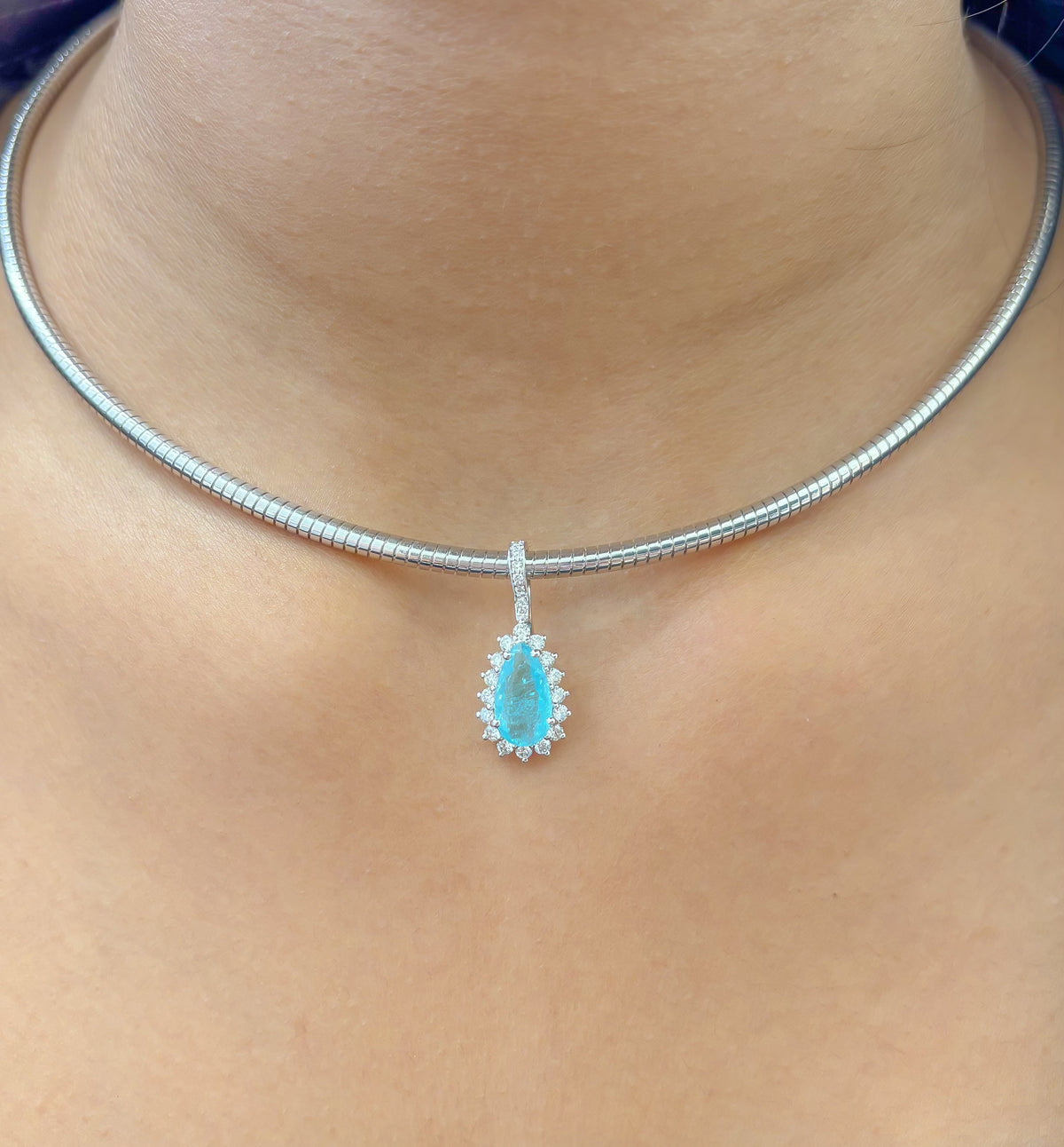 JPPD-1253/12358 Paraiba Tourmaline Diamond Pendant | 18K