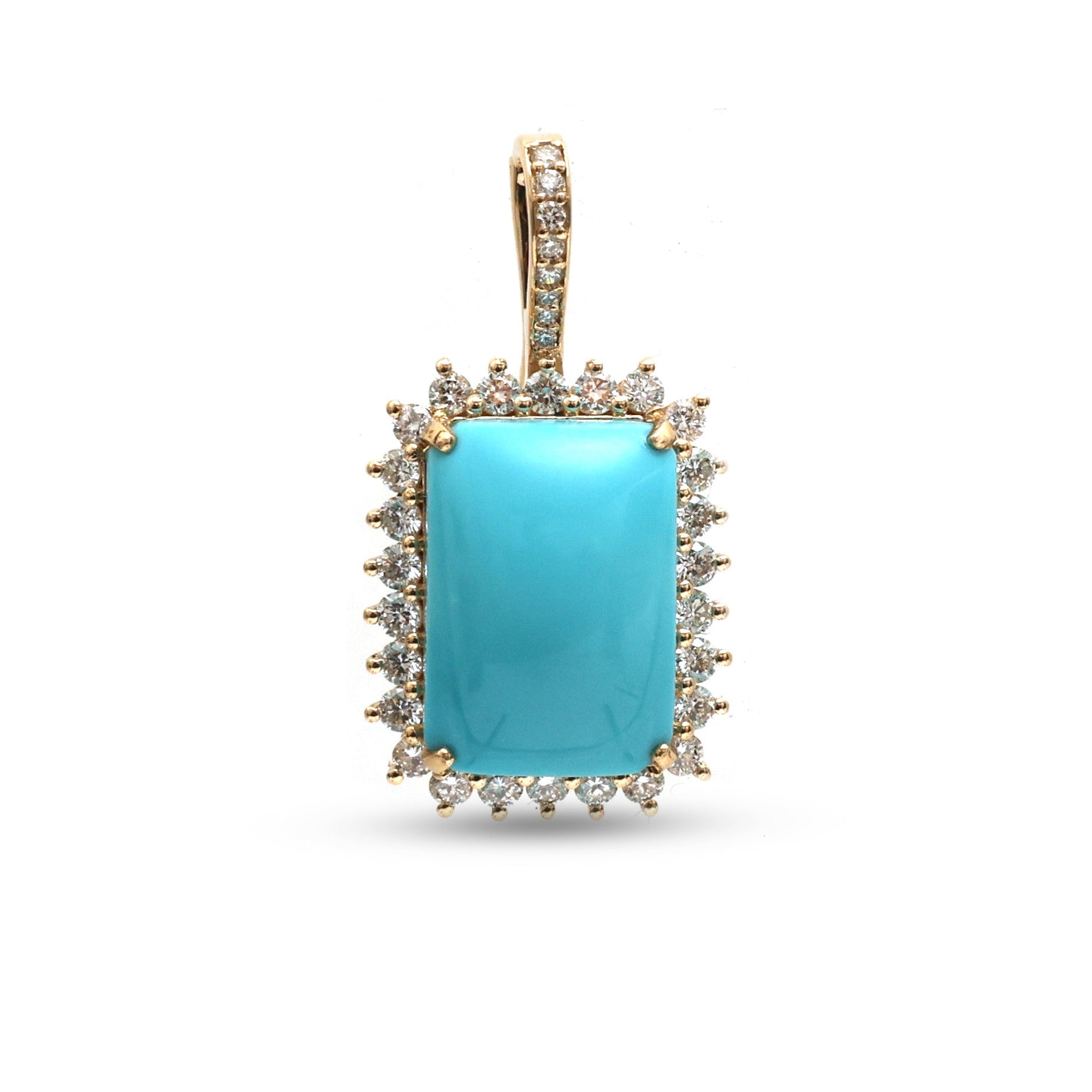 JPPD-1256/12361 Turquoise Helo Diamond Octagon Pendant | 14K