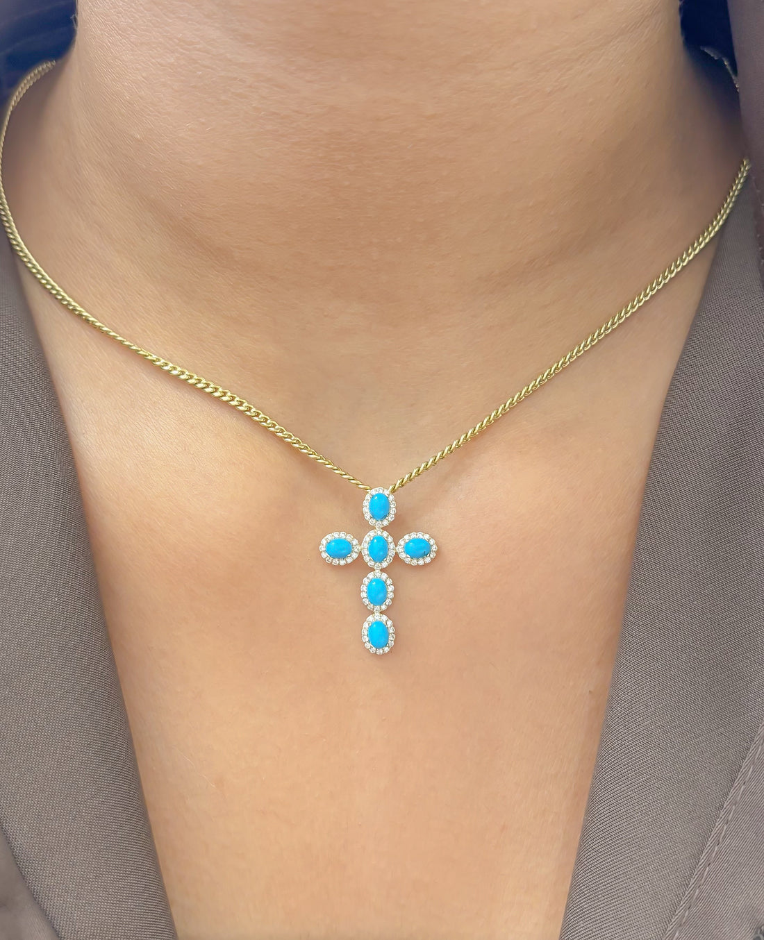 JPPD-1263/12386 Turquoise Diamond Rose | 14K