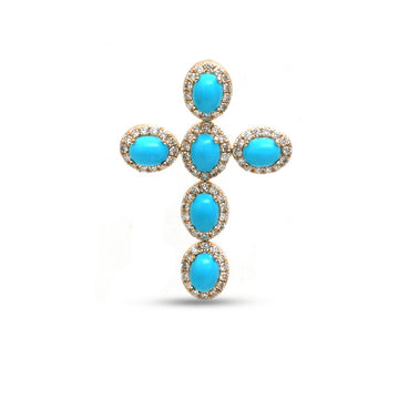 JPPD-1263/12386 Diamond Turquoise Pendant | 14K