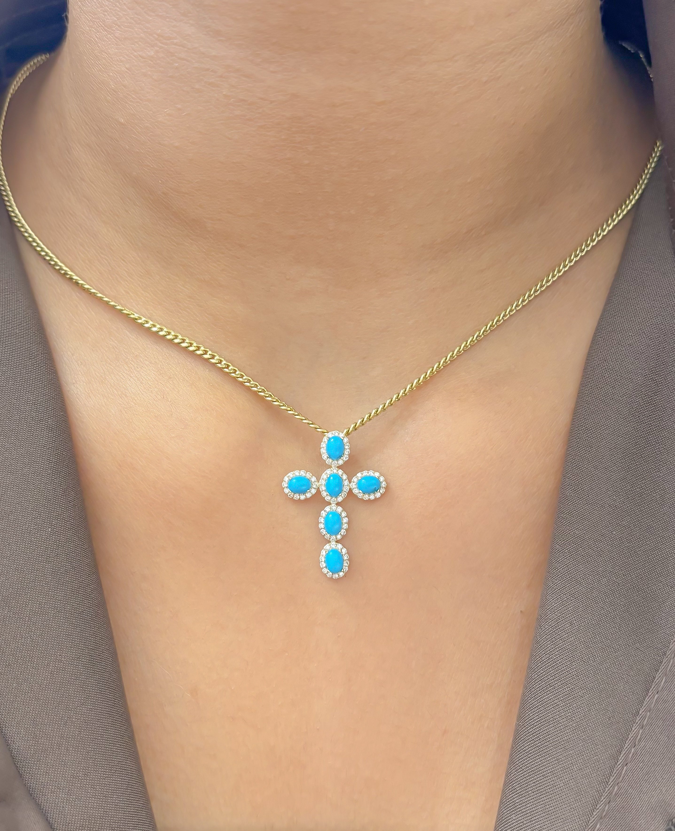 JPPD-1265/12388 Diamond Turquoise Pendant | 14K