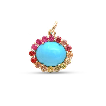 JPPD-1275/12474 Rainbow Sapphire Turquoise Pendant | 14K