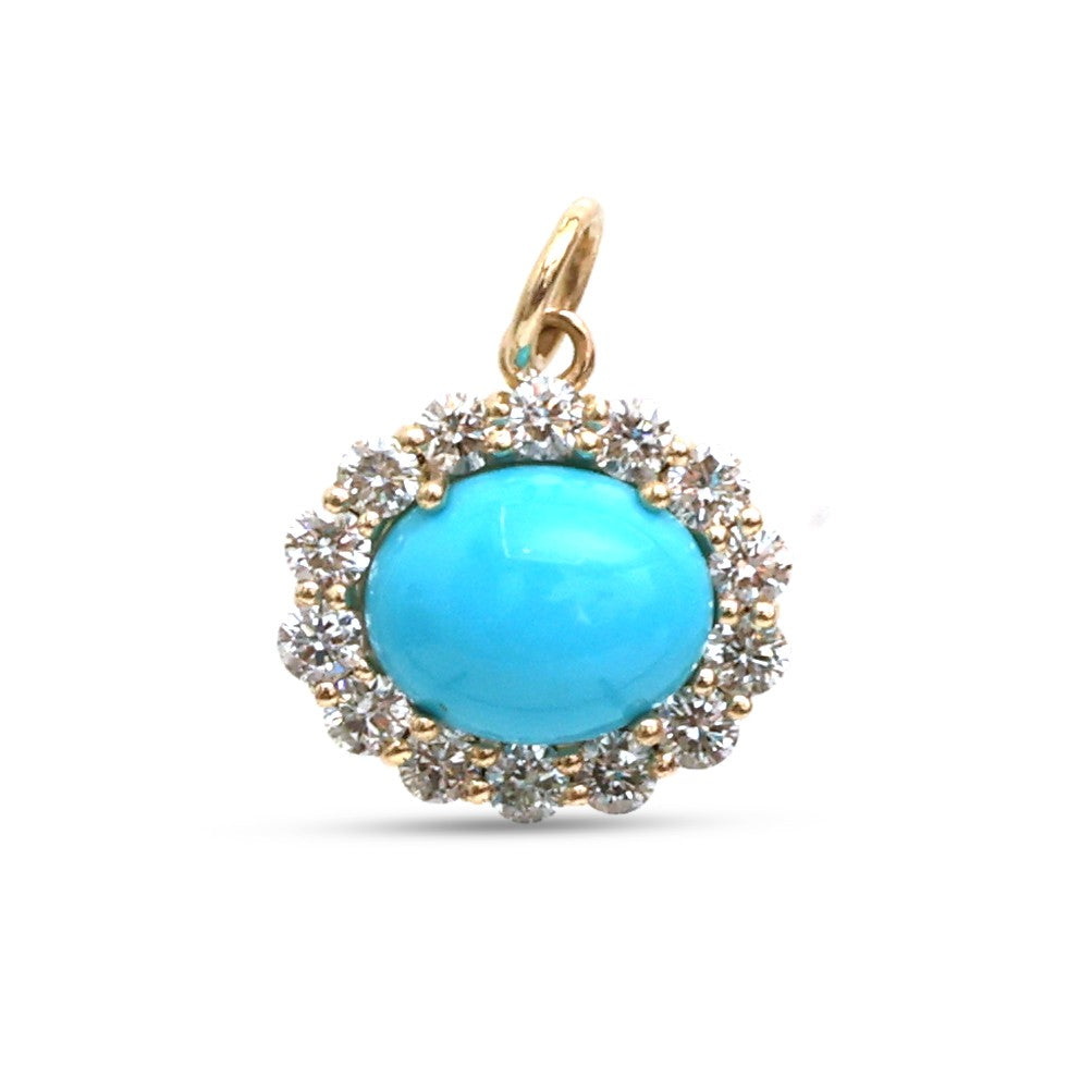 JPPD-1279/12478 Diamond Turquoise Pendant | 14K