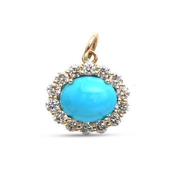 JPPD-1279/12478 Diamond Turquoise Pendant | 14K