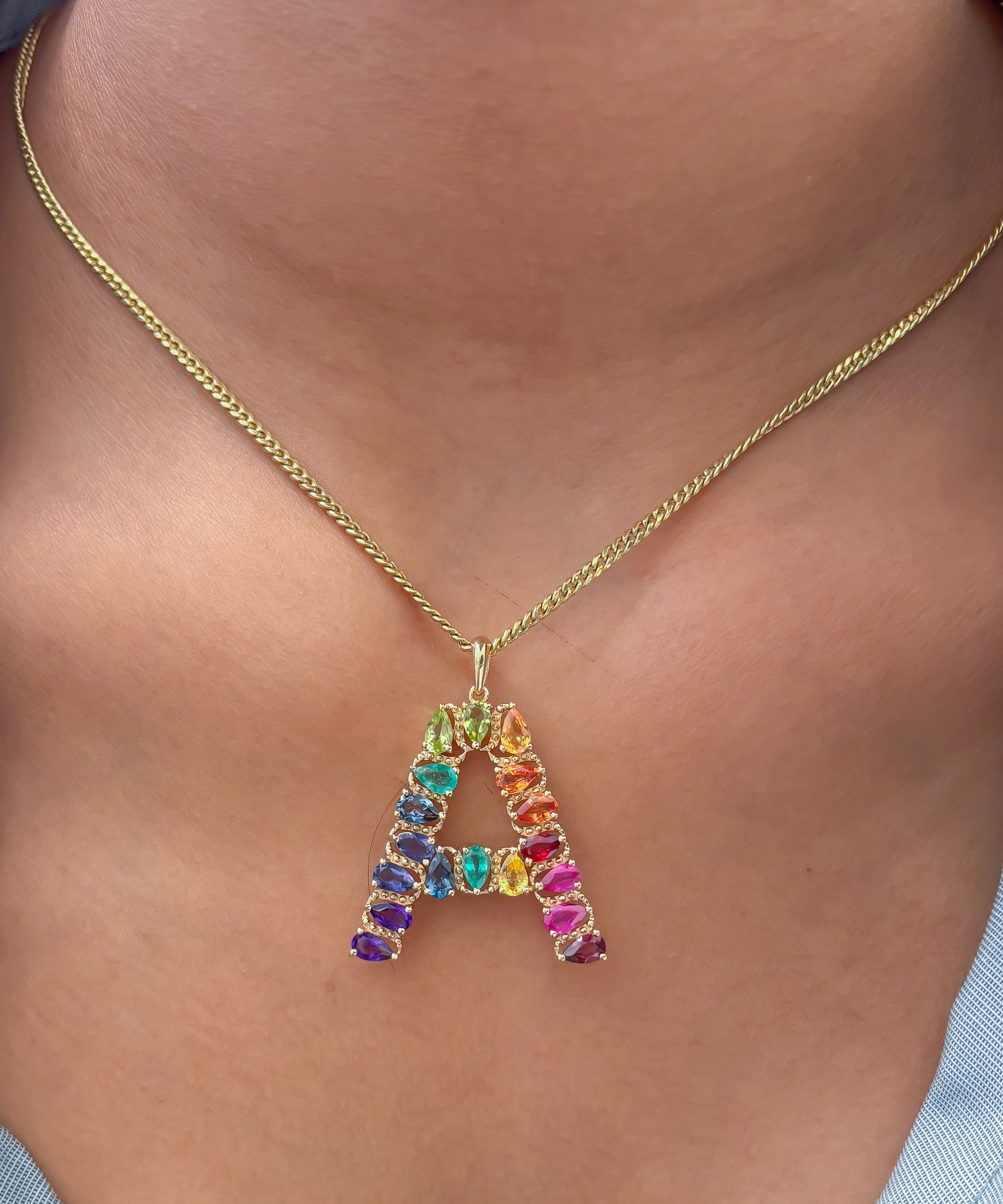 JPPD-1282/12521 Rainbow Gemstone Pendant | 14K