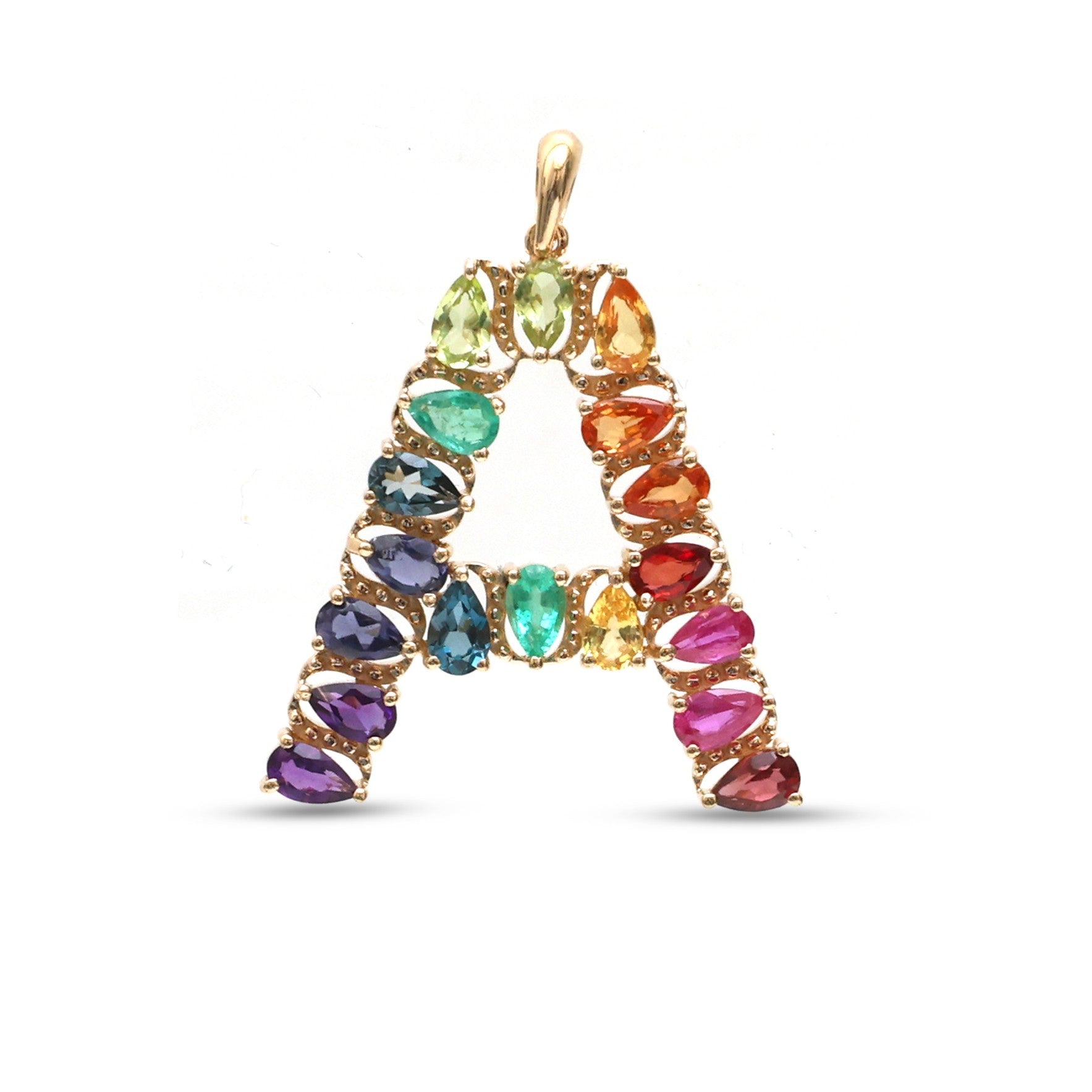 JPPD-1282/12521 Rainbow Gemstone Pendant | 14K