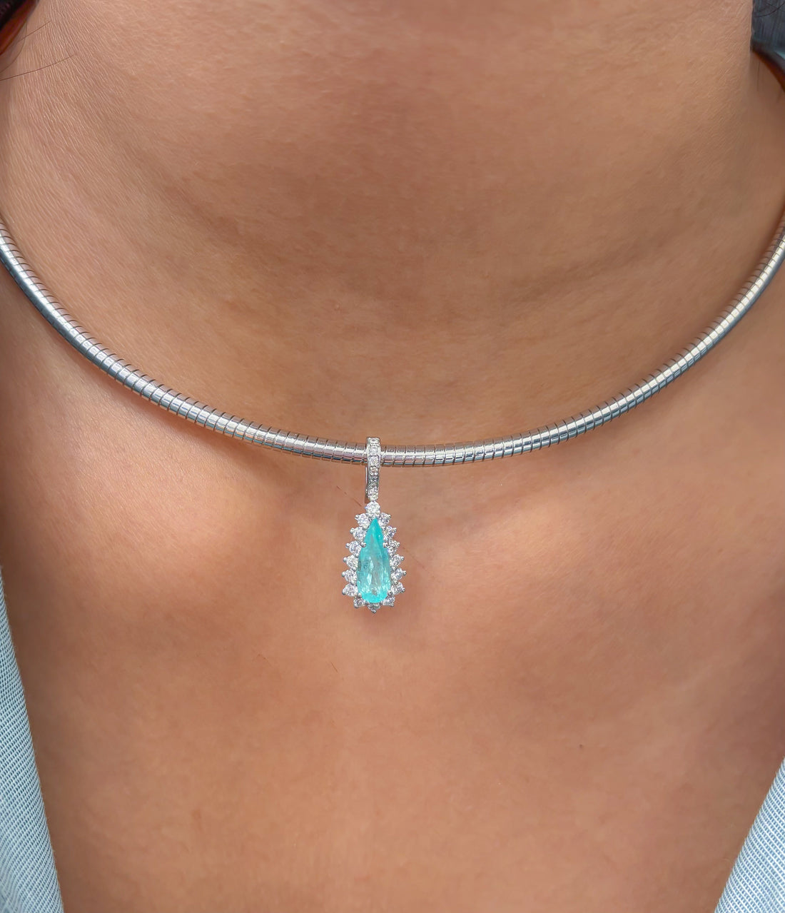 JPPD-1284/12523 Paraiba Tourmaline Diamond Pendant | 18K