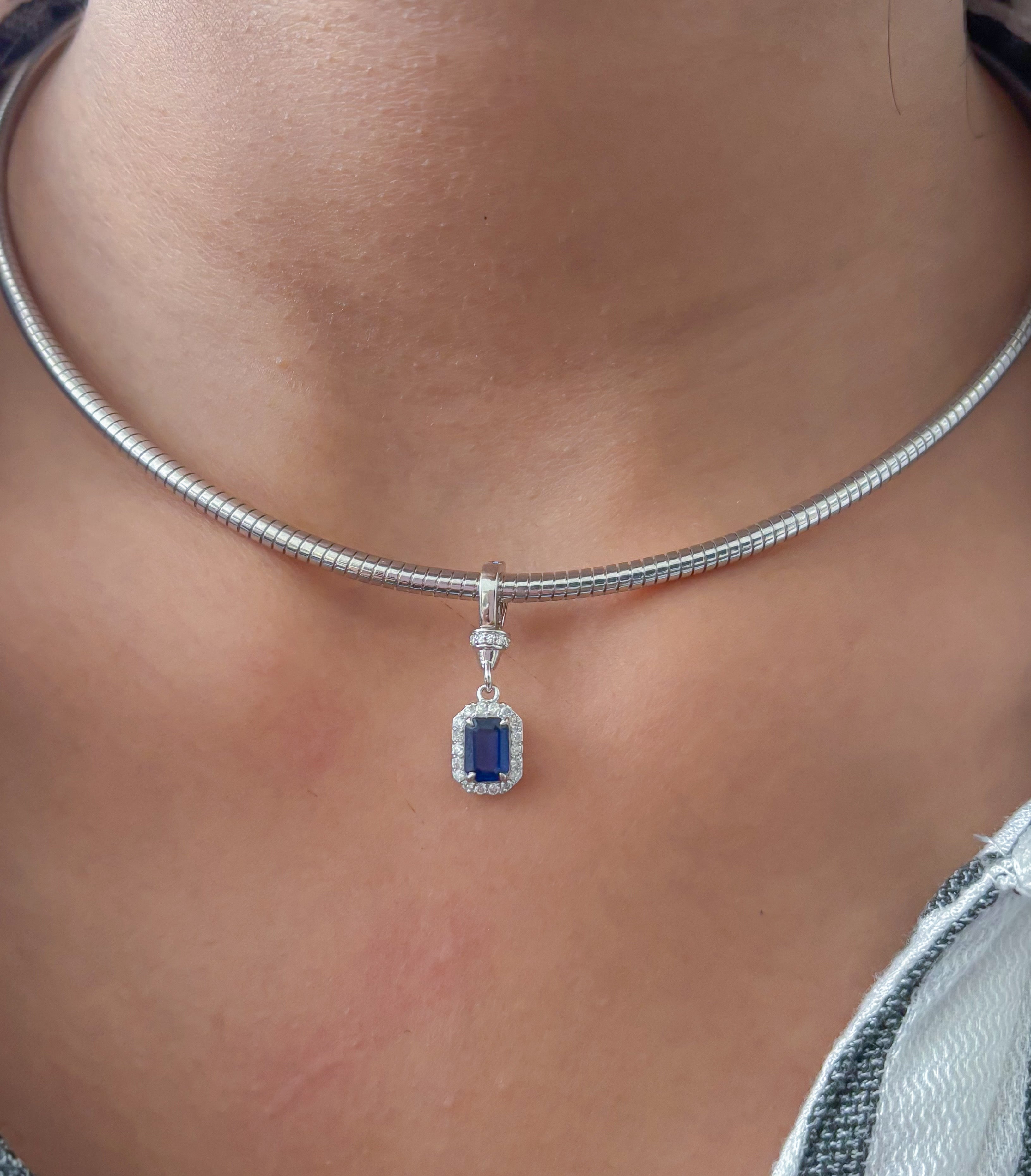JPPD-1287/12533 Blue Sapphire Diamond Pendant | 18K