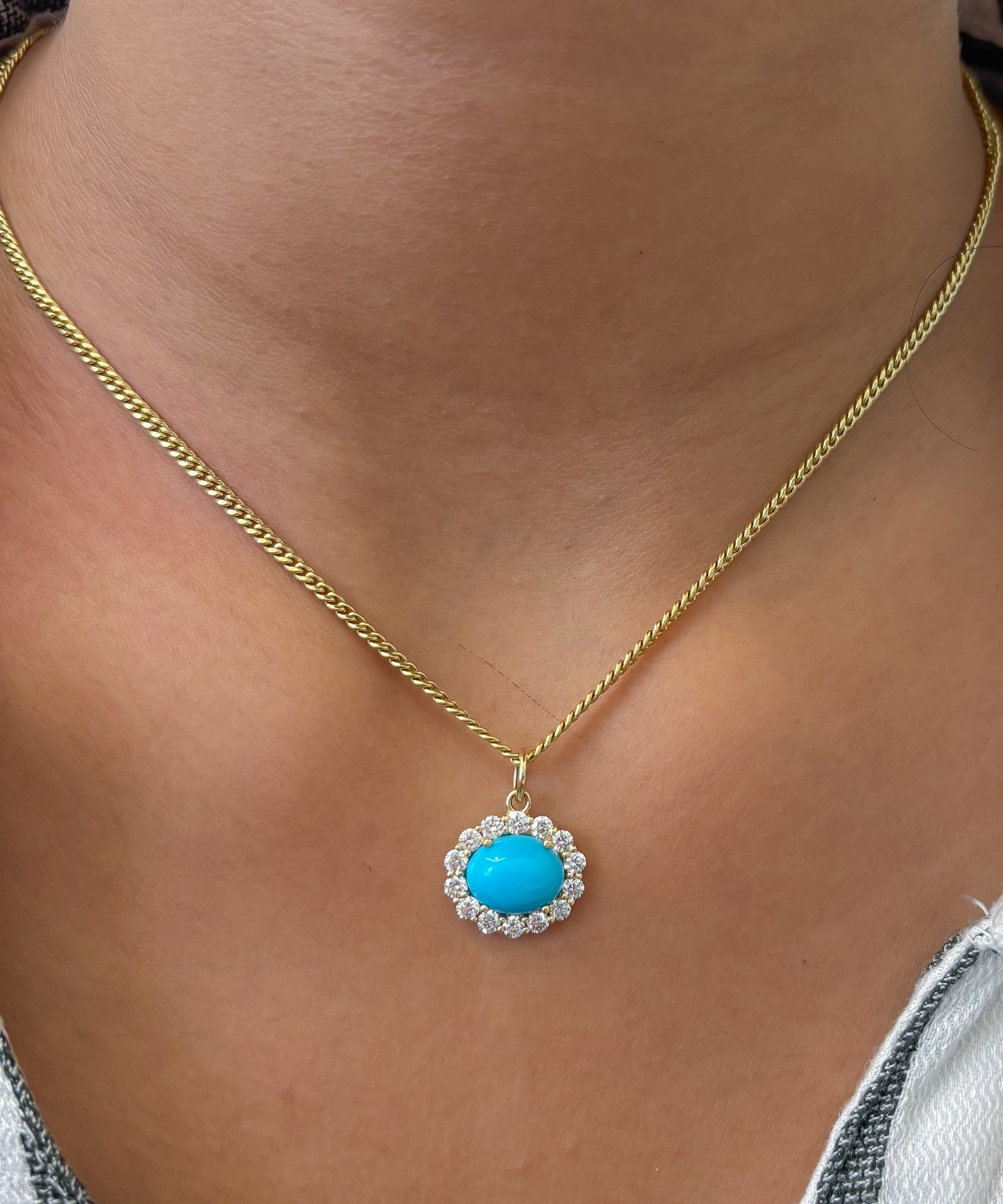 JPPD-1291/12537 Diamond Turquoise Pendant | 14K
