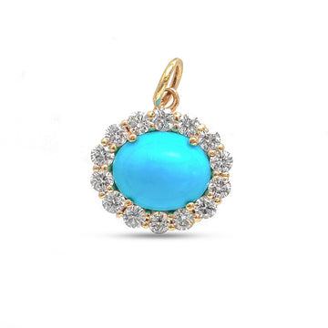 JPPD-1291/12537 Diamond Turquoise Pendant | 14K