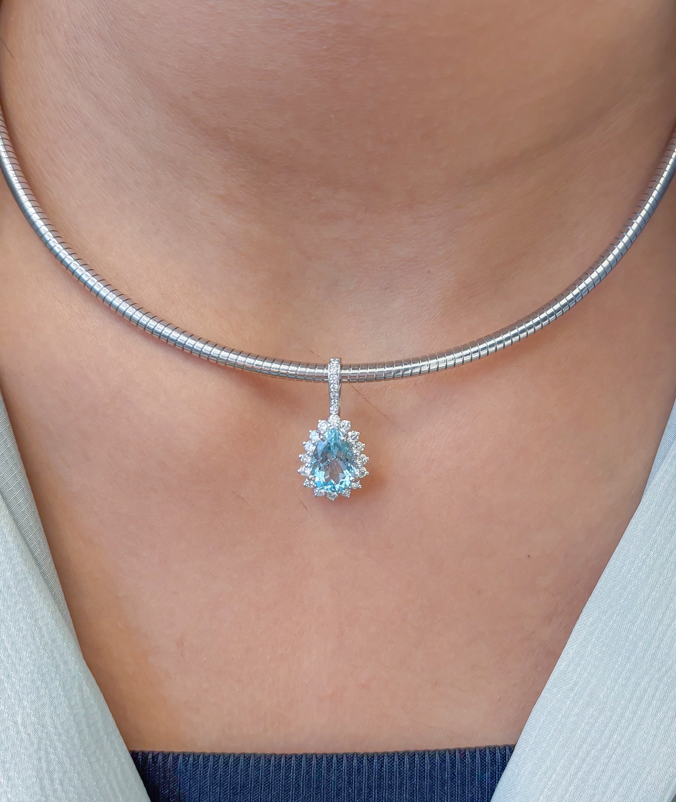 JPPD-1301/12592 Aquamarine Diamond Pendant | 14K