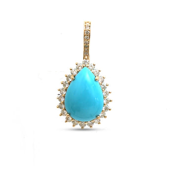 JPPD-1304/12595 Turquoise Diamond Pendant | 14K