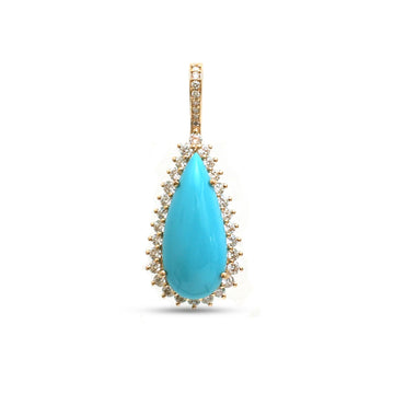 JPPD-1308/12599 Turquoise Diamond Pendant | 14K