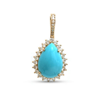 JPPD-1309/12600 Turquoise Diamond Pendant | 14K