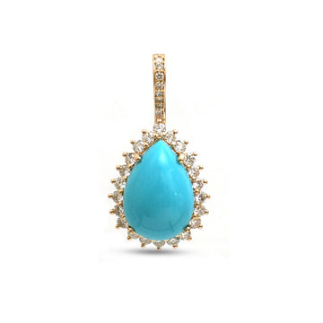 JPPD-1311/12602 Turquoise Diamond Pendant | 14K