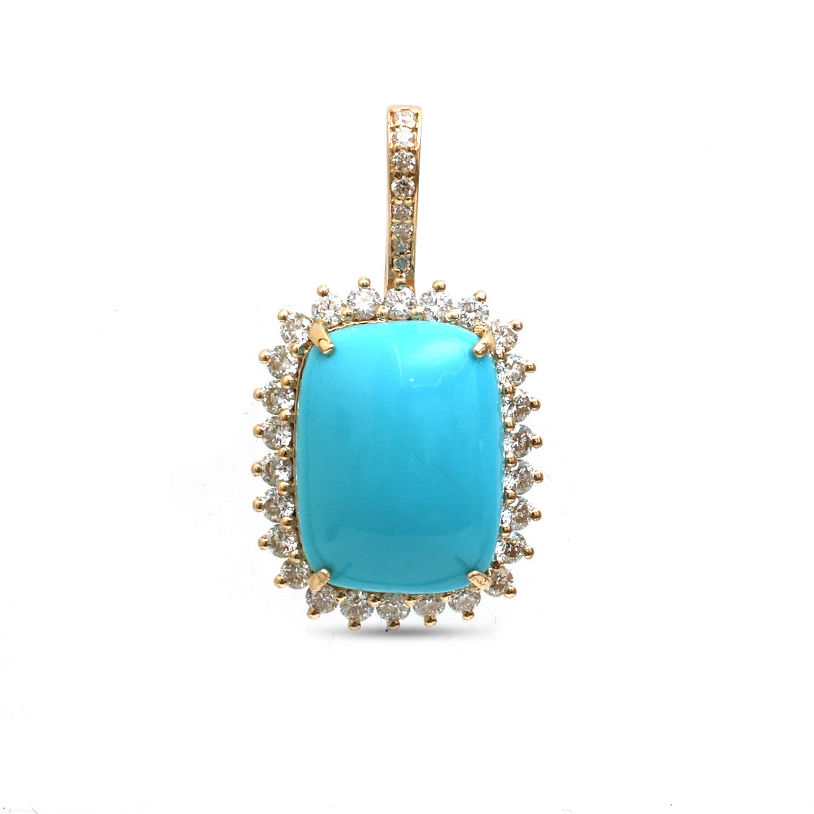 JPPD-1312/12603 Turquoise Halo Diamond Octagon Pendant | 14K